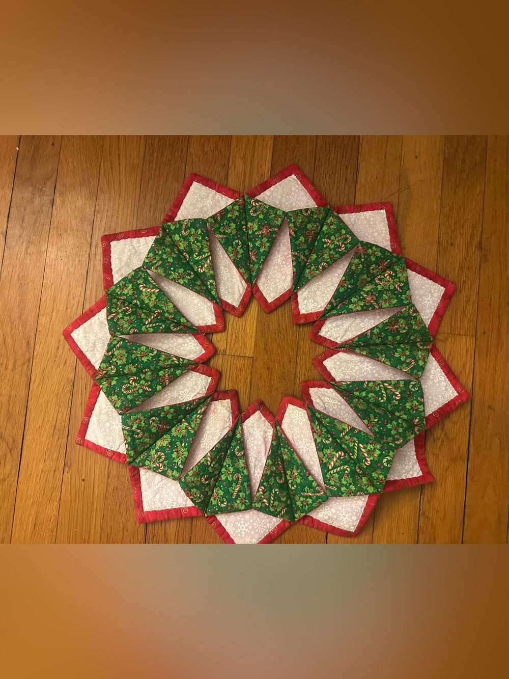 Handmade Fold'n Stitch Wreath Dimensional Fabric Wreath Or Table Topper